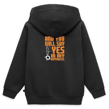 Et vous direz oui à mon hypnose - Sweat Premium à capuche zippé enfant bio - noir - Dos - AI Model Kid Male (0cm)