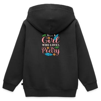 Mädchen, Das Poesie, Dichter, Schriftsteller, - Kinder Premium Organic Zip Hoodie - Schwarz - Hinten - AI Model Kid Male (0cm)