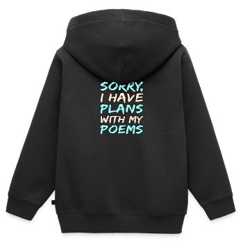 Ich Habe Pläne Mit Meinen Gedichten Dichter - Kinder Premium Organic Zip Hoodie - Schwarz - Hinten - AI Model Kid Male (0cm)