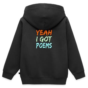 Ja, Ich Habe Gedichte, Dichter, Schriftsteller, - Kinder Premium Organic Zip Hoodie - Schwarz - Hinten - AI Model Kid Male (0cm)