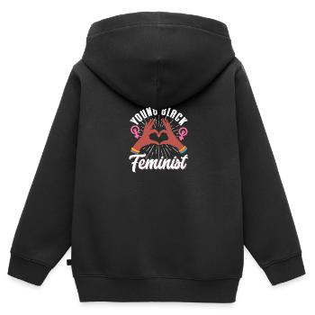 Feminin Womens Rights Social - Kinder Premium Organic Zip Hoodie - Schwarz - Hinten - AI Model Kid Male (0cm)