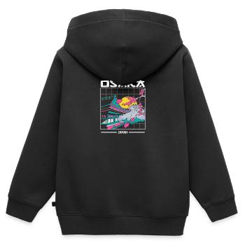 Osaka Japon Art esthétique des années 80 - Sweat Premium à capuche zippé enfant bio - noir - Dos - AI Model Kid Male (0cm)