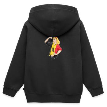 Belgian Girl Unbreakable I Belgian Heritage I - Kinder Premium Organic Zip Hoodie - Schwarz - Hinten - AI Model Kid Male (0cm)