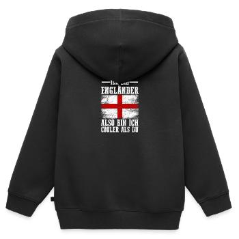England Engländer Englisches - Kinder Premium Organic Zip Hoodie - Schwarz - Hinten - AI Model Kid Male (0cm)