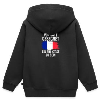 Frankreich Franzose Französisches - Kinder Premium Organic Zip Hoodie - Schwarz - Hinten - AI Model Kid Male (0cm)