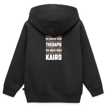 Ich brauche keine Therapie ich muss nur nach Kairo - Kinder Premium Organic Zip Hoodie - Schwarz - Hinten - AI Model Kid Male (0cm)