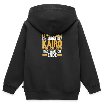 Es war einmal ein Junge der Kairo wirklich liebte - Kinder Premium Organic Zip Hoodie - Schwarz - Hinten - AI Model Kid Male (0cm)