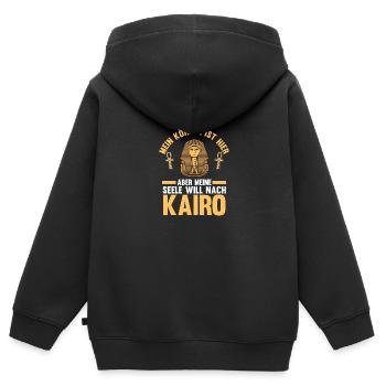 Meine Seele will nach Kairo - Kinder Premium Organic Zip Hoodie - Schwarz - Hinten - AI Model Kid Male (0cm)