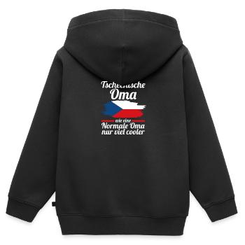 Tschechin Tschechische Oma Tschechien - Kinder Premium Organic Zip Hoodie - Schwarz - Hinten - AI Model Kid Male (0cm)
