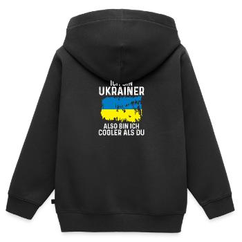 Ukraine Ukrainer Ukrainisches - Kinder Premium Organic Zip Hoodie - Schwarz - Hinten - AI Model Kid Male (0cm)