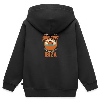 Ich gehe an einen besseren Ort Ibiza - Kinder Premium Organic Zip Hoodie - Schwarz - Hinten - AI Model Kid Male (0cm)