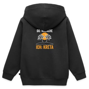 Du Maloche ich Kreta - Kinder Premium Organic Zip Hoodie - Schwarz - Hinten - AI Model Kid Male (0cm)