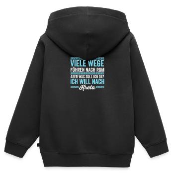 Ich will nach Kreta - Kinder Premium Organic Zip Hoodie - Schwarz - Hinten - AI Model Kid Male (0cm)