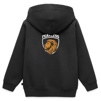 Furchtloser Löwe - Kinder Premium Organic Zip Hoodie - Schwarz - Hinten - AI Model Kid Male (0cm)