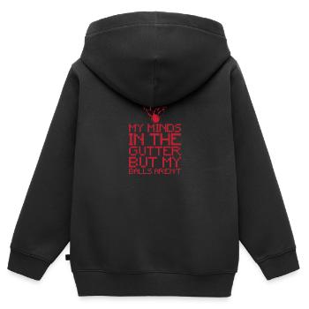 Bowling-Sprichwort - Kinder Premium Organic Zip Hoodie - Schwarz - Hinten - AI Model Kid Male (0cm)