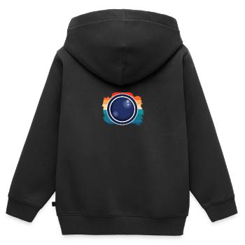 Fotos Kamera Objektiv Fotografieren - Kinder Premium Organic Zip Hoodie - Schwarz - Hinten - AI Model Kid Male (0cm)