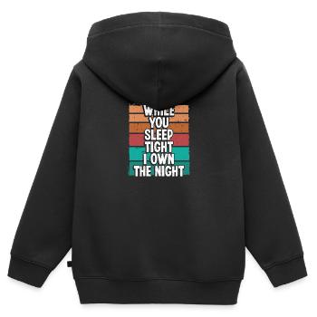 Night Shift Worker Factory Worker Production Work - Kinder Premium Organic Zip Hoodie - Schwarz - Hinten - AI Model Kid Male (0cm)
