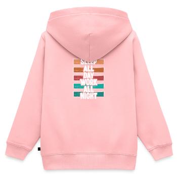 Travailleur posté Dormir toute la journée Travailler toute la nuit Usine - Sweat Premium à capuche zippé enfant bio - rose - Dos - AI Model Kid Female (0cm)