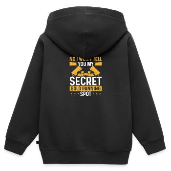 Gold Panner Secret Panning Spot Miner Prospector - Kinder Premium Organic Zip Hoodie - Schwarz - Hinten - AI Model Kid Male (0cm)