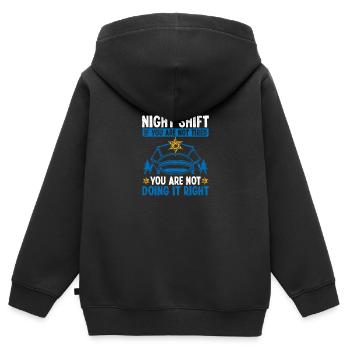 Équipe de nuit Policier Policier Voiture Policier - Sweat Premium à capuche zippé enfant bio - noir - Dos - AI Model Kid Male (0cm)