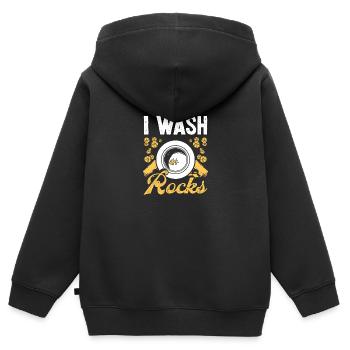 Gold I wash rocks Gold Panner Gold Miner - Kinder Premium Organic Zip Hoodie - Schwarz - Hinten - AI Model Kid Male (0cm)