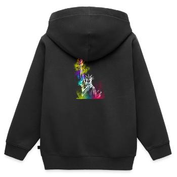 NYC New York City Statue of Liberty USA - Kinder Premium Organic Zip Hoodie - Schwarz - Hinten - AI Model Kid Male (0cm)