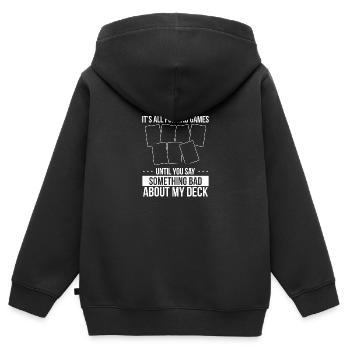 Trading Card Game About my Deck Trade Cards - Kinder Premium Organic Zip Hoodie - Schwarz - Hinten - AI Model Kid Male (0cm)