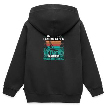 The further I am out at Sea Vintage Windsurfing - Kids Premium Organic Zip-up Hoodie - black - Back - AI Model Kid Male (0cm)