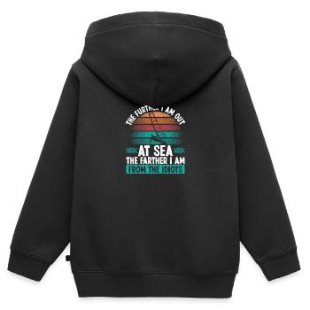 Windsurfing Further I am out Vintage Rig - Kids Premium Organic Zip-up Hoodie - black - Back - AI Model Kid Male (0cm)