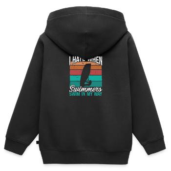 Je déteste les nageurs Vintage Rig Windsurf - Sweat Premium à capuche zippé enfant bio - noir - Dos - AI Model Kid Male (0cm)