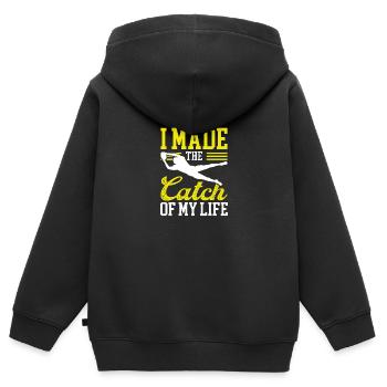 Wide Receiver Glove Marriage Catch of my LIfe - Kinder Premium Organic Zip Hoodie - Schwarz - Hinten - AI Model Kid Male (0cm)