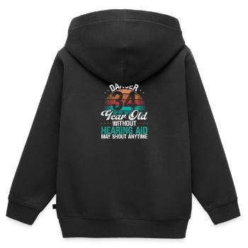 34 Birthday Idea Humor May Shout Funny 34 Year Old - Kinder Premium Organic Zip Hoodie - Schwarz - Hinten - AI Model Kid Male (0cm)