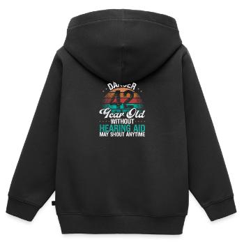 42 Birthday Idea Humor May Shout Funny 42 Year Old - Kinder Premium Organic Zip Hoodie - Schwarz - Hinten - AI Model Kid Male (0cm)