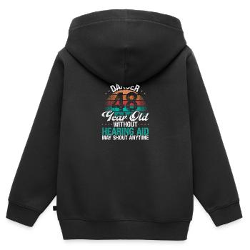 48 Birthday Idea Humor May Shout Funny 48 Year Old - Kinder Premium Organic Zip Hoodie - Schwarz - Hinten - AI Model Kid Male (0cm)