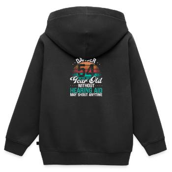 54 Birthday Idea Humor May Shout Funny 54 Year Old - Kinder Premium Organic Zip Hoodie - Schwarz - Hinten - AI Model Kid Male (0cm)