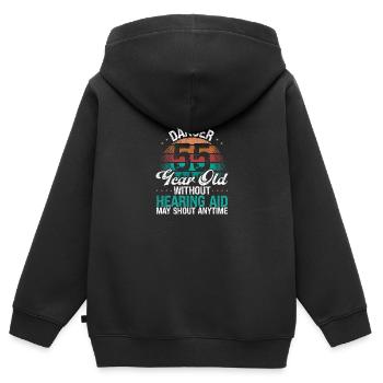 55 Birthday Idea Humor May Shout Funny 55 Year Old - Kinder Premium Organic Zip Hoodie - Schwarz - Hinten - AI Model Kid Male (0cm)
