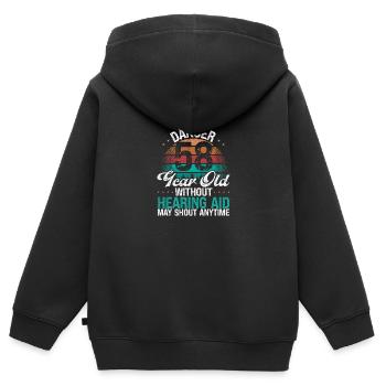 58 Birthday Idea Humor May Shout Funny 58 Year Old - Kinder Premium Organic Zip Hoodie - Schwarz - Hinten - AI Model Kid Male (0cm)
