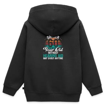 60 Birthday Idea Humor May Shout Funny 60 Year Old - Kinder Premium Organic Zip Hoodie - Schwarz - Hinten - AI Model Kid Male (0cm)