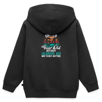 64 Birthday Idea Humor May Shout Funny 64 Year Old - Kinder Premium Organic Zip Hoodie - Schwarz - Hinten - AI Model Kid Male (0cm)