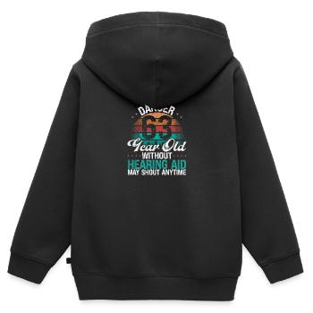 63 Birthday Idea Humor May Shout Funny 63 Year Old - Kinder Premium Organic Zip Hoodie - Schwarz - Hinten - AI Model Kid Male (0cm)