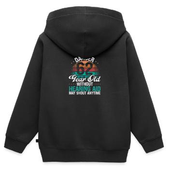 62 Birthday Idea Humor May Shout Funny 62 Year Old - Kinder Premium Organic Zip Hoodie - Schwarz - Hinten - AI Model Kid Male (0cm)