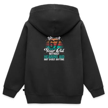 67 Birthday Idea Humor May Shout Funny 67 Year Old - Kinder Premium Organic Zip Hoodie - Schwarz - Hinten - AI Model Kid Male (0cm)