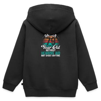 79 Birthday Idea Humor May Shout Funny 79 Year Old - Kinder Premium Organic Zip Hoodie - Schwarz - Hinten - AI Model Kid Male (0cm)