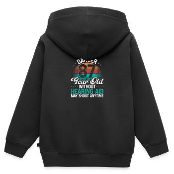 87 Birthday Idea Humor May Shout Funny 87 Year Old - Kinder Premium Organic Zip Hoodie - Schwarz - Hinten - AI Model Kid Male (0cm)