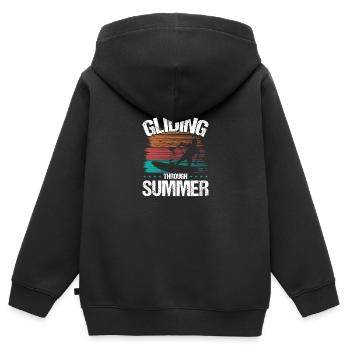 Kitesurf Kiteboard Kite Kiteboarder Vent - Sweat Premium à capuche zippé enfant bio - noir - Dos - AI Model Kid Male (0cm)