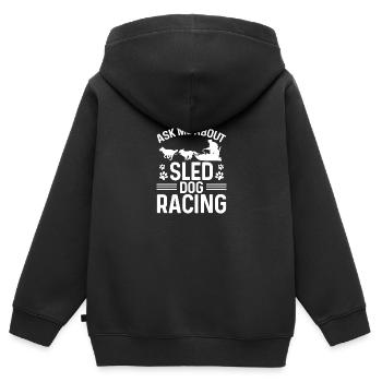Mushing Ask me about Sled Dog Racing Husky Rider - Kids Premium Organic Zip-up Hoodie - black - Back - AI Model Kid Male (0cm)