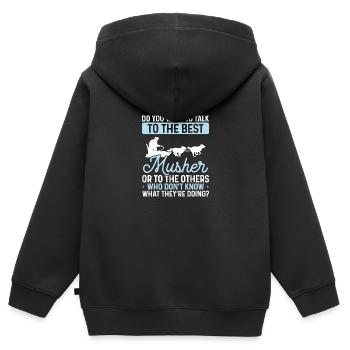 Husky sledding Alaska Mushing Racing Sled Dog - Kids Premium Organic Zip-up Hoodie - black - Back - AI Model Kid Male (0cm)