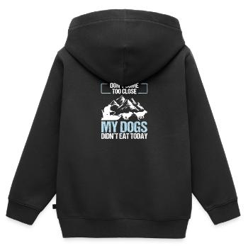 Funny Alaska Mushing Husky Sled Dog Racing - Kids Premium Organic Zip-up Hoodie - black - Back - AI Model Kid Male (0cm)