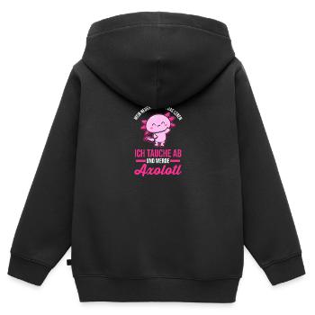 Axolotl - Kinder Premium Organic Zip Hoodie - Schwarz - Hinten - AI Model Kid Male (0cm)