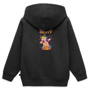 Tupfen Sie die Soße auf - Kinder Premium Organic Zip Hoodie - Schwarz - Hinten - AI Model Kid Male (0cm)